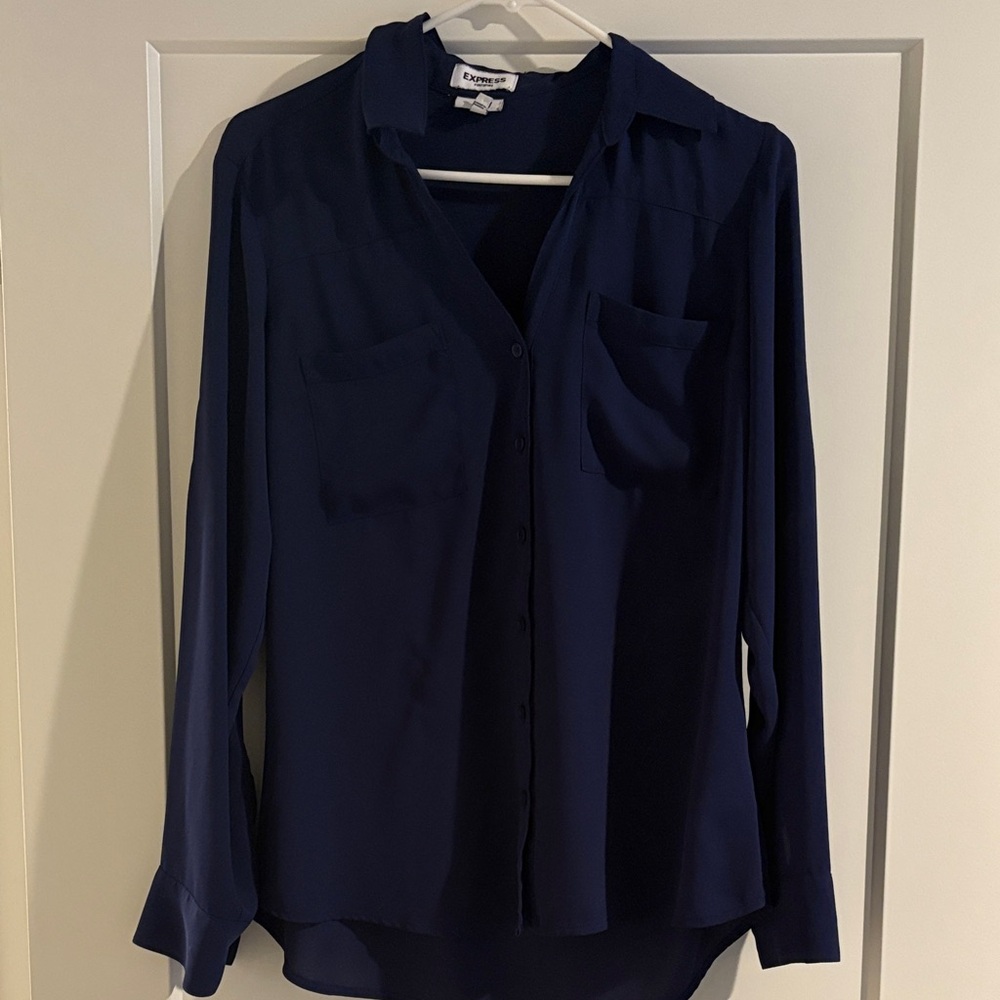 Express Dark Blue Button Down Shirt